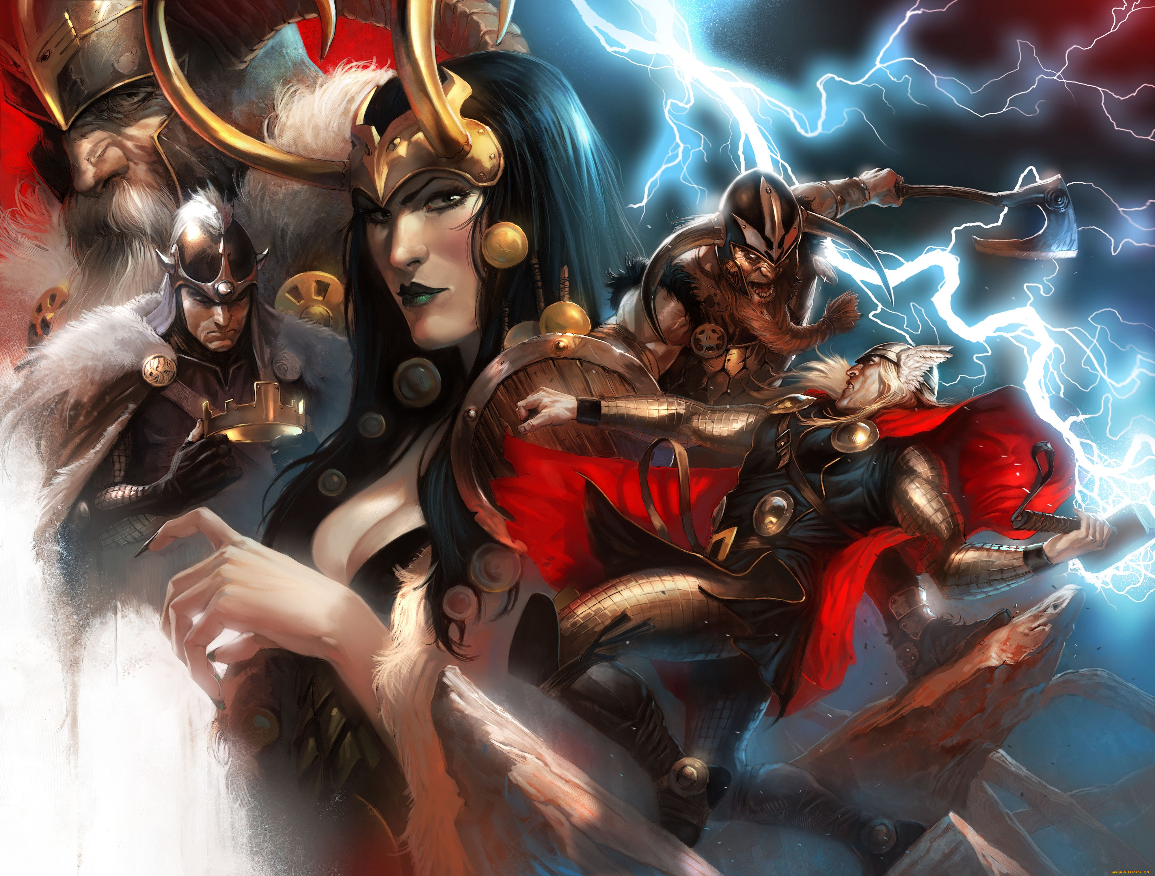 , , , thor, , , , , marvel, comics, , odin, , lady, loki